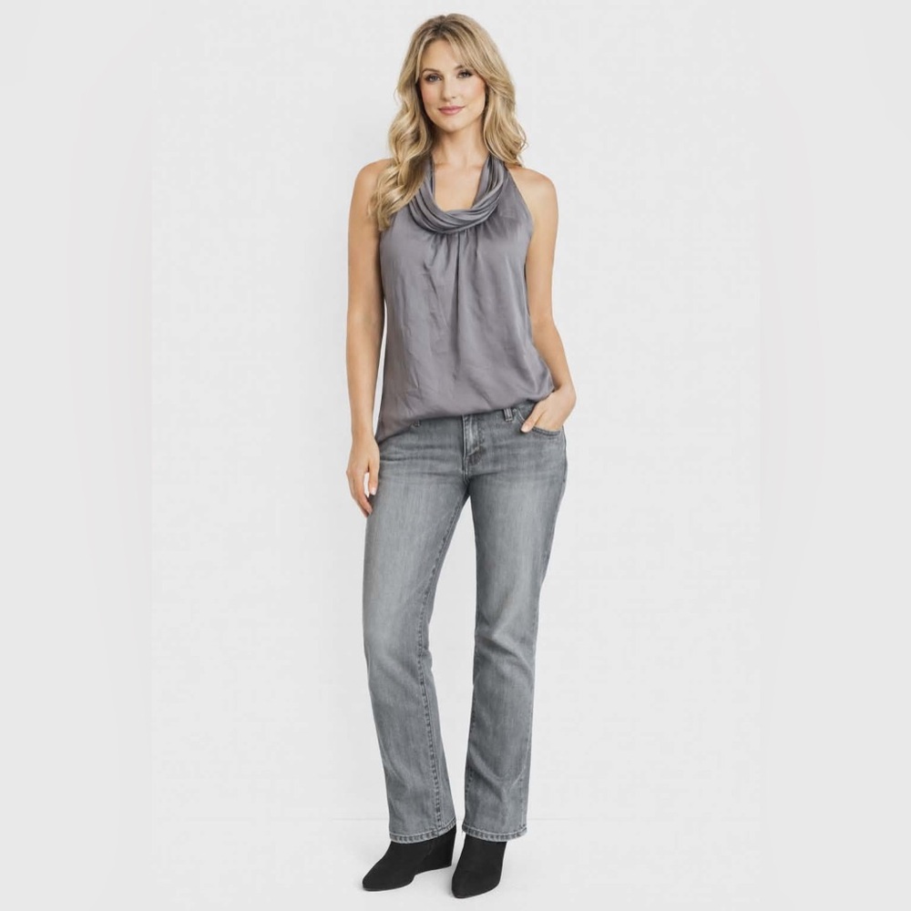 Modern vintage. MED. Calvin Klein Gunmetal Gray Pleated Cowl Neck Sleeveless top